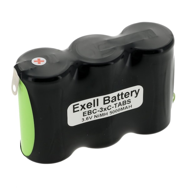 Exell Battery 3.6V 5000mAh NiMH Battery w/Tabs for Emergency Lights, Solar, Hobby Uses EBC-3XC-TABS - main